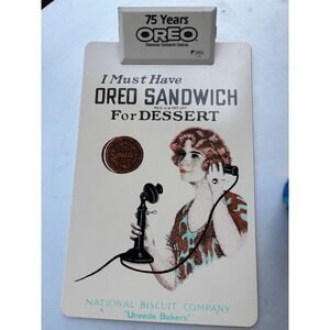 Vintage 1986 Oreo 75th Anniversary Metal Clipboard Nabisco Advertising Retro